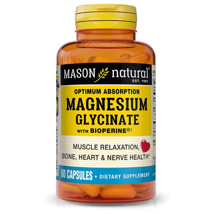 mason-natural-mason-natural-optimum-absorption-magnesium-glycinate-withe-bioperine-60-capsules-complements-alimentaires.jpg MASON NATURAL OPTIMUM ABSORPTION MAGNESIUM GLYCINATE WITHE BIOPERINE 60 CAPSULES – Image 1