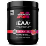 MUSCLETECH PLATINUM EAA+ ESSENTIAL AMINO ACIDS + ELECTROLYTES SAVEUR PUNCH AUX FRUITS 393 G