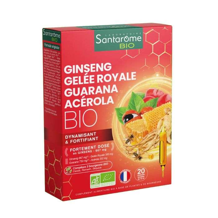 santarome-bio-santarome-bio-ginseng-gelee-royale-guarana-acerola-20-ampoules-10ml-complements-alimentaires-bio.jpg SANTAROME BIO GINSENG GELEE ROYALE GUARANA ACEROLA 20 AMPOULES 10ML – Image 1
