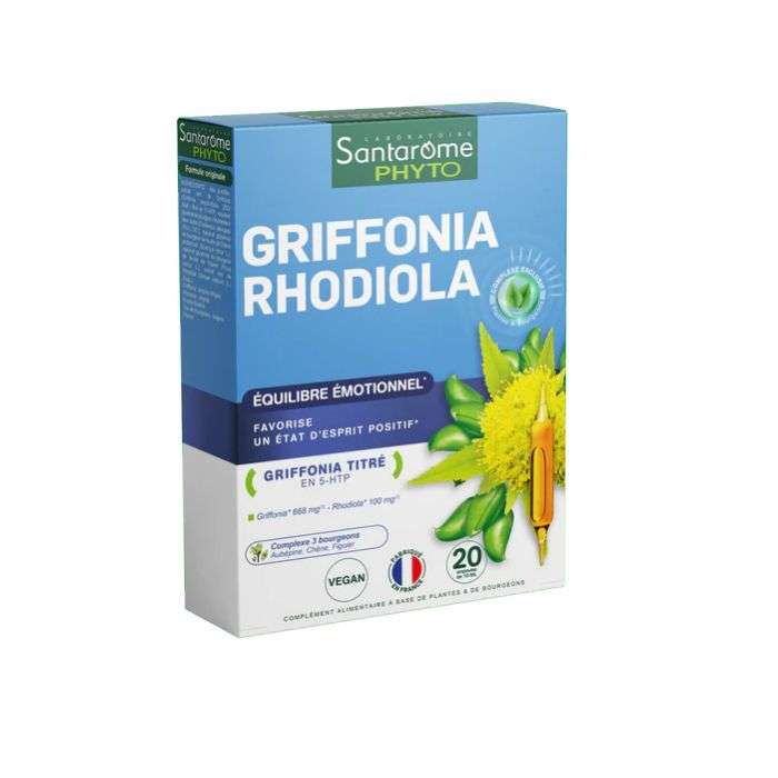 santarome-phyto-griffonia-rhodiola-20-ampoules-10-ml.jpg SANTAROME PHYTO GRIFFONIA RHODIOLA 20 AMPOULES 10 ML – Image 1