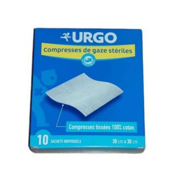 urgo-urgo-compresses-de-gaze-steriles-30cm-30-cm-10-sachets-pansements.jpg URGO COMPRESSES DE GAZE STERILES 30CM * 30 CM 10 SACHETS – Image 1